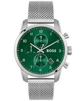 Hugo Boss Men's Skymaster Chronograph Stainless Steel Mesh Bracelet Watch 44mm