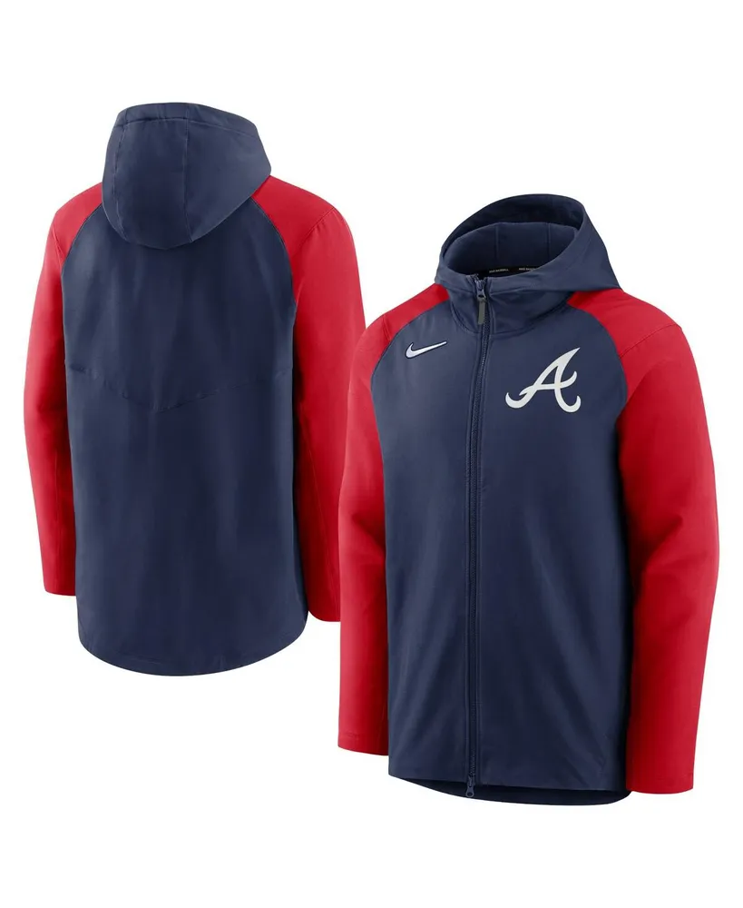 Men's Nike Navy and Red Atlanta Braves Authentic Collection Full-Zip Hoodie Performance Jacket