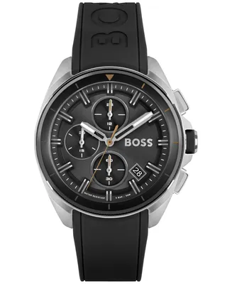 Hugo Boss Men's Volane Chronograph Black Silicone Strap Watch 44mm
