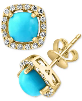 Effy Turquoise & Diamond (1/5 ct. t.w.) Stud Earrings in 14k Gold