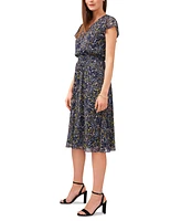 Msk Petite Printed Flutter-Sleeve Midi Dress