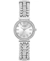 Guess Women's Crystal Beaded Stainless Steel Bracelet Watch 30mm - Silver