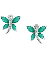 Sapphire (7/8 ct. t.w.) & Diamond (1/20 Butterfly Stud Earrings Sterling Silver (Also Ruby Emerald)