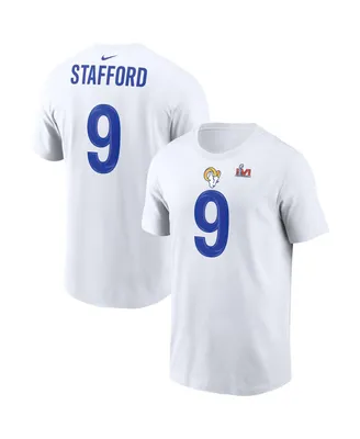 Men's Nike Matthew Stafford White Los Angeles RamsSuper Bowl Lvi Bound Name and Number T-shirt