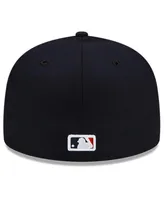 Men's New Era Navy Cleveland Guardians Road Authentic Collection On-Field 59FIFTY Fitted Hat