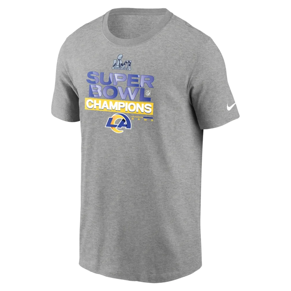 Men's Nike Heather Charcoal Los Angeles Rams 2021 Super Bowl Champions Locker Room Trophy Collection T-Shirt