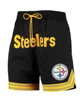 Men's Mitchell & Ness Black Pittsburgh Steelers Just Don Gold Rush Shorts