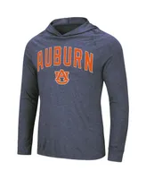 Men's Colosseum Heathered Navy Auburn Tigers Big and Tall Wingman Raglan Hoodie T-shirt