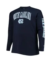 Men's Champion Navy North Carolina Tar Heels Big and Tall 2-Hit Long Sleeve T-shirt