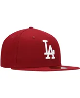 Men's New Era Cardinal Los Angeles Dodgers Logo White 59FIFTY Fitted Hat