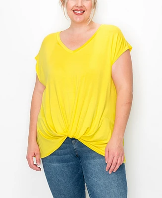 Plus V-neck Twist Front Top