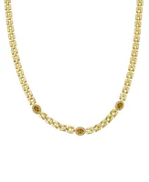 Citrine (1-1/5 ct. t.w.) & White Topaz (1/20 ct. t.w.) Panther Link 17" Statement Necklace in 14k Gold-Plated Sterling Silver