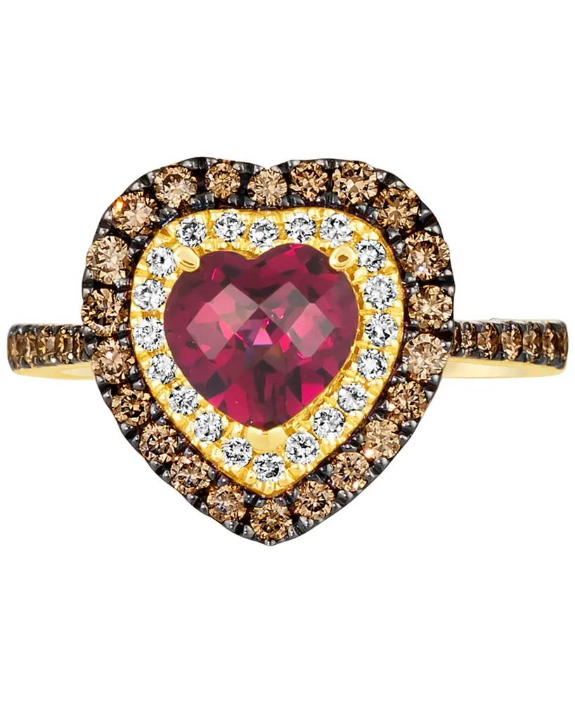 Le Vian Raspberry Rhodolite (1-5/8 ct. t.w.) & Diamond (5/8 ct. t.w.) Heart Halo Ring in 14k Gold