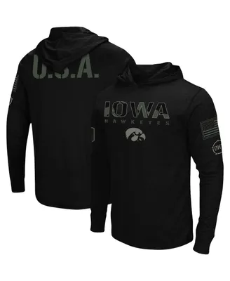 Men's Black Iowa Hawkeyes Oht Military-Inspired Appreciation Hoodie Long Sleeve T-shirt