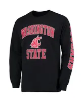 Men's Black Washington State Cougars Distressed Arch Over Logo Long Sleeve Hit T-shirt