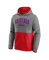 Men's Fanatics Heathered Gray, Red Washington Capitals Block Party Classic Arch Signature Pullover Hoodie