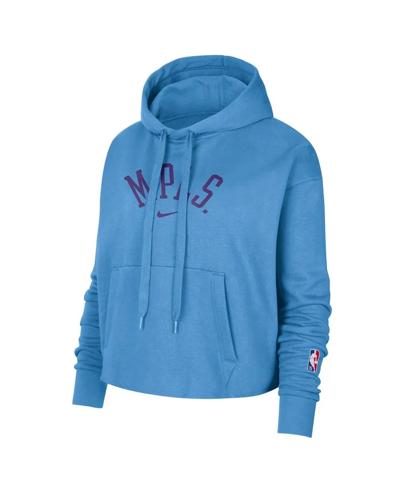 Women's Nike Powder Blue Los Angeles Lakers 2021/22 City Edition Essential Logo Cropped Pullover Hoodie