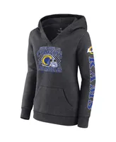 Women's Fanatics Heather Charcoal Los Angeles Rams Super Bowl Lvi Champions Retro Pullover Hoodie