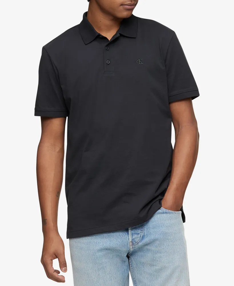 Calvin Klein Men's Regular-Fit Smooth Cotton Monogram Logo Polo Shirt