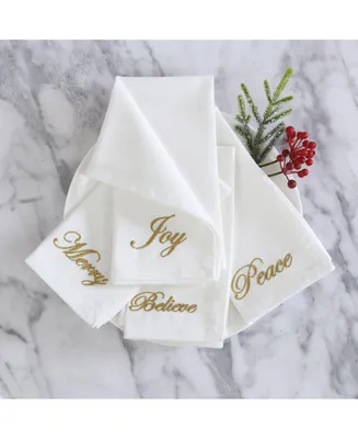 Elrene Holiday Sentiments Napkins, Set of 4