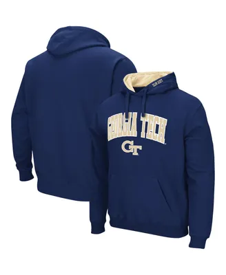 Men's Colosseum Navy Georgia Tech Yellow Jackets Arch and Logo Pullover Hoodie