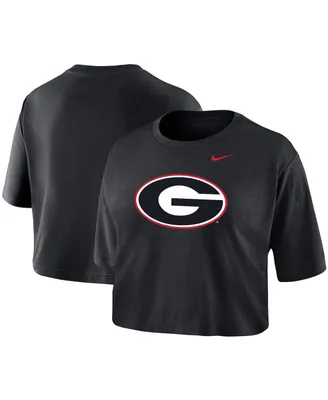 Women's Nike Black Georgia Bulldogs Cropped Performance T-shirt