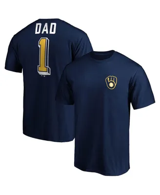 Men's Fanatics Navy Milwaukee Brewers Number One Dad Team T-shirt