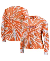 Women's Wear by Erin Andrews Orange Clemson Tigers Tie-Dye Long Sleeve T-shirt