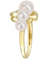 Cultured Freshwater Pearl (5 - 7-1/2mm) Heart Ring Gold-Tone Plated Sterling Silver