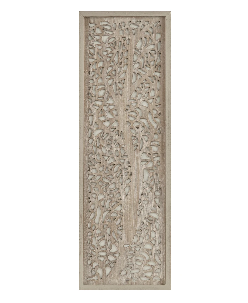 Madison Park Laurel Branches Carved Wood Panel Wall Decor