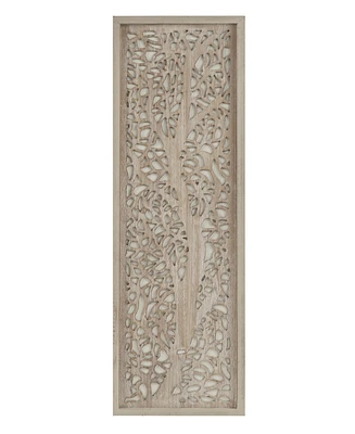 Madison Park Laurel Branches Carved Wood Panel Wall Decor