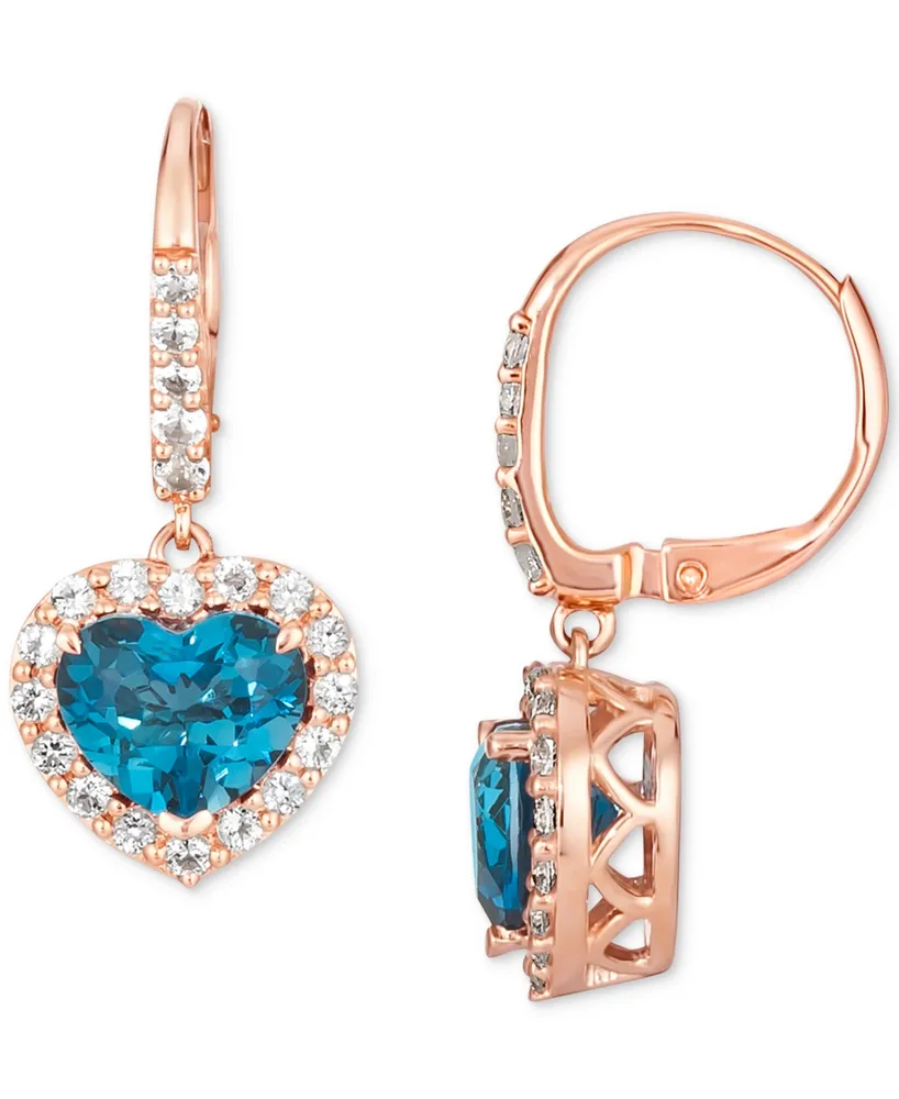 Le Vian Deep Sea Blue Topaz (3 ct. t.w.) & Vanilla Topaz (5/8 ct.t .w.) Leverback Drop Earrings in 14k Rose Gold