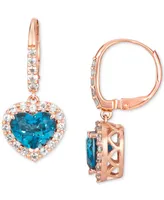 Le Vian Deep Sea Blue Topaz (3 ct. t.w.) & Vanilla Topaz (5/8 ct.t .w.) Leverback Drop Earrings in 14k Rose Gold