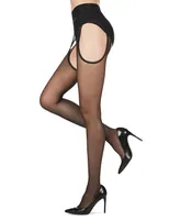 MeMoi Women's Lace Trim Sheer Sexy Suspender Pantyhose