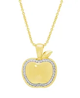 Diamond Accent Apple Pendant 18" Necklace in 14K Gold Plate