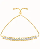 Diamond Accent Rope Edge Adjustable Bolo Bracelet in 14K Gold Plate - Gold