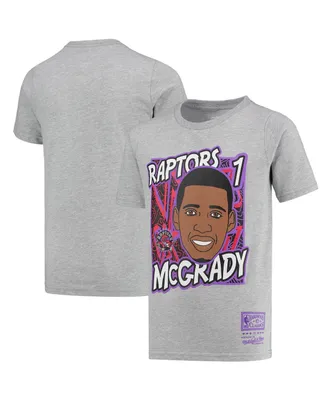 Big Boys Mitchell & Ness Tracy McGrady Gray Toronto Raptors Hardwood Classics King of the Court Player T-shirt