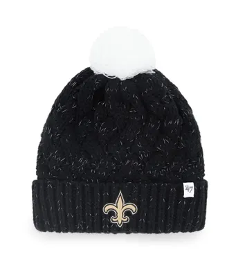 Women's '47 Black New Orleans Saints Fiona Logo Cuffed Knit Hat with Pom