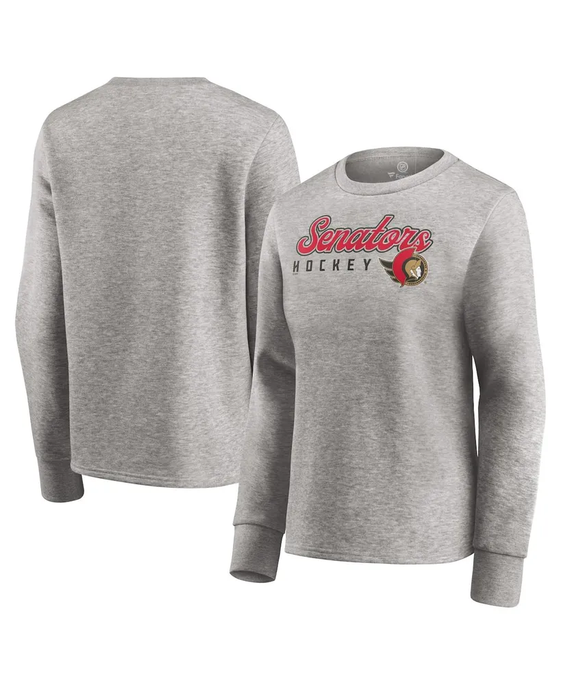 Women's Fanatics Heathered Gray Ottawa Senators Fan Favorite Script Pullover Sweatshirt