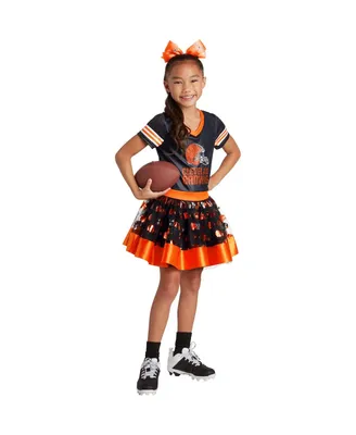 Big Girls Brown Cleveland Browns Tutu Tailgate Game Day V-Neck Costume