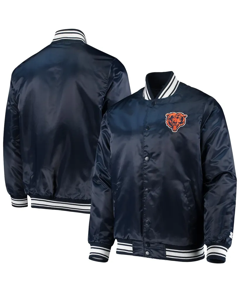 Men's Chicago Bears Starter Navy Big Joe Plaid Full-Zip Hoodie Jacket