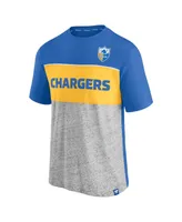 Men's Fanatics Powder Blue and Heathered Gray Los Angeles Chargers Throwback Colorblock T-shirt