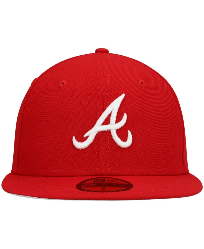 Men's New Era Red Atlanta Braves Logo White 59FIFTY Fitted Hat