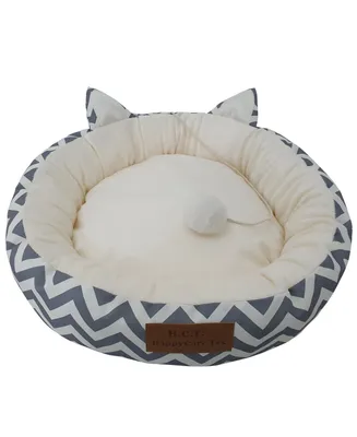 Canvas Round Cat Bed with Toy Ball
