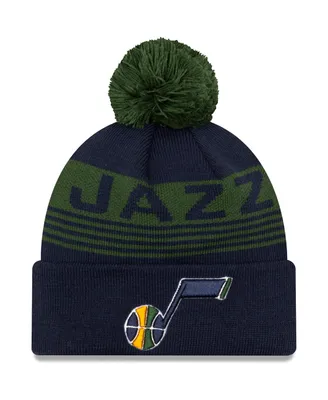 Men's New Era Navy Utah Jazz Proof Cuffed Knit Hat with Pom