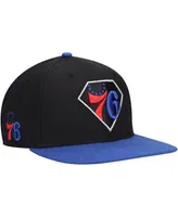 Men's '47 Black, Royal Philadelphia 76Ers 75Th Anniversary Carat Captain Snapback Hat