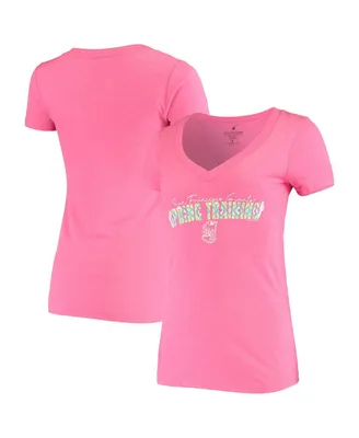 Women's Soft As A Grape Pink San Francisco Giants Spring Training Circle Ribbon V-Neck Tri-Blend T-shirt