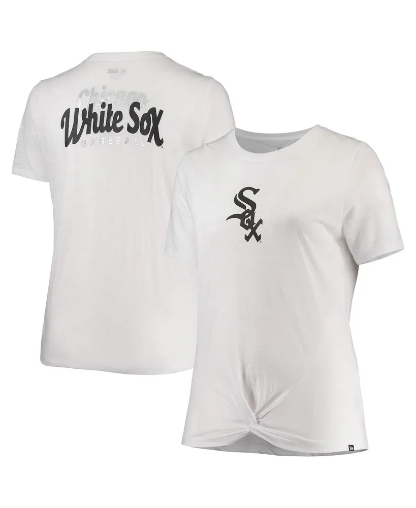 Women's New Era White Chicago Sox Plus 2-Hit Front Knot T-shirt