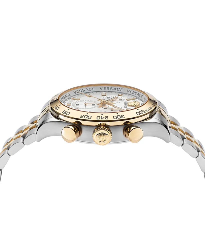 Versace Men's Swiss Chronograph Hellenyium Two Tone Bracelet Watch 44mm