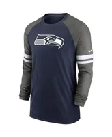 Men's Nike College Navy, Charcoal Seattle Seahawks Performance Raglan Long Sleeve T-shirt